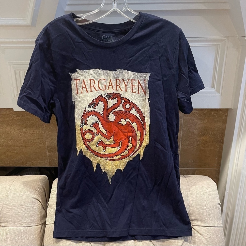 O: HBO Game of Thrones Targaryen Graphic Short Sleeve Tee Shirt Navy Sz M
